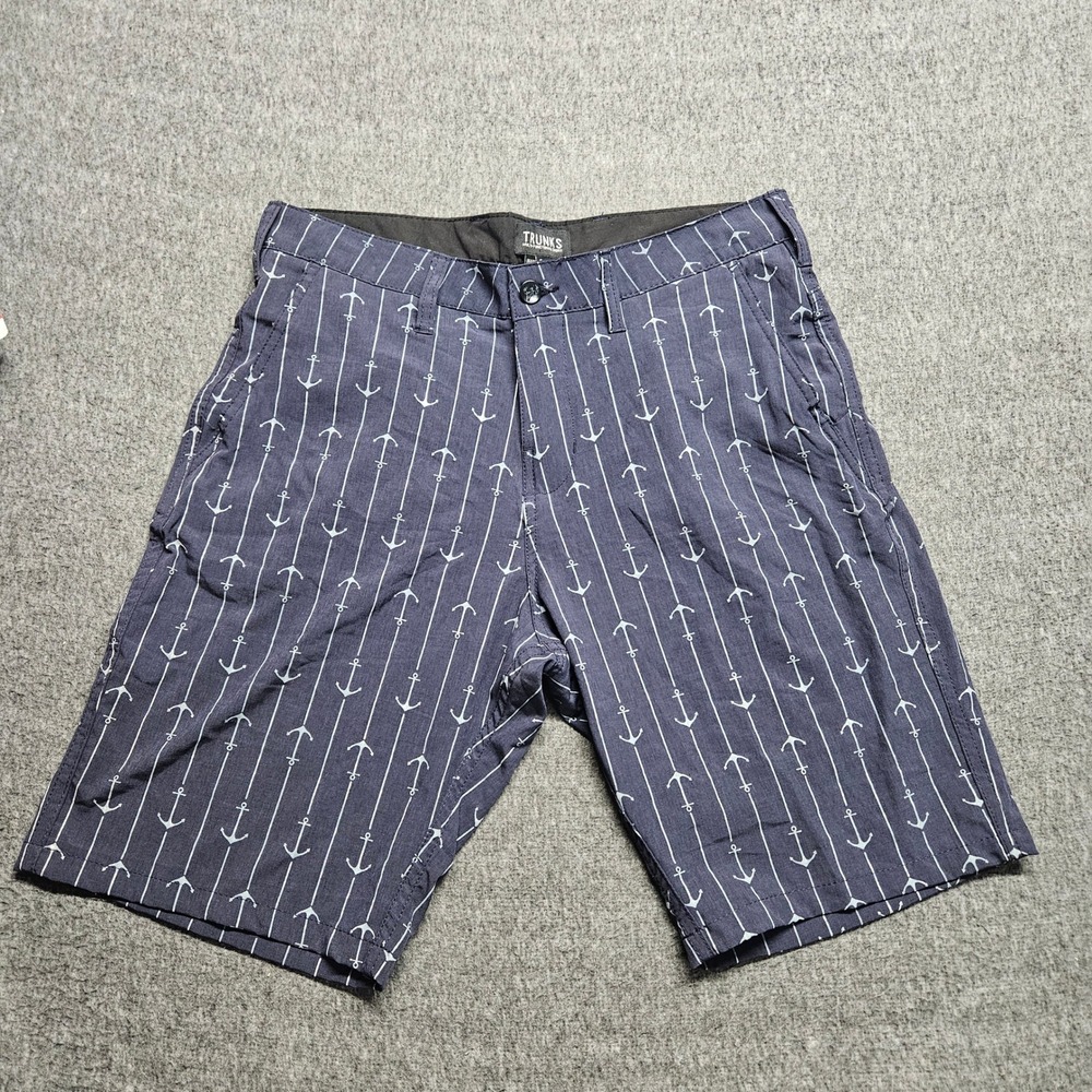 Trunks Multi-Functional Shorts Mens 30 Navy Nautical Anchor Stripe Print - Picture 2 of 11